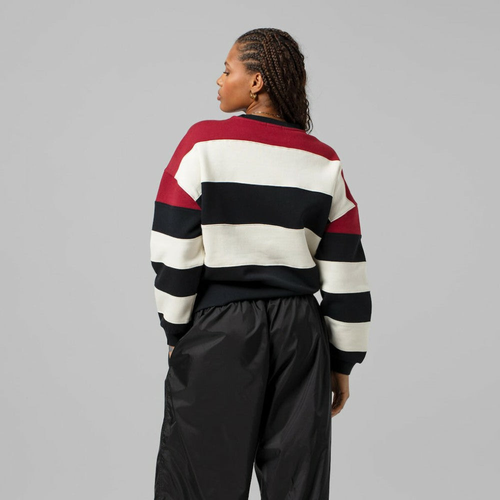 Philadelphia Phillies Mitchell & Ness Women's Cooperstown Collection Blocked Fleece Pullover Sweatshirt- Burgundy/Black Pullover - MLB
