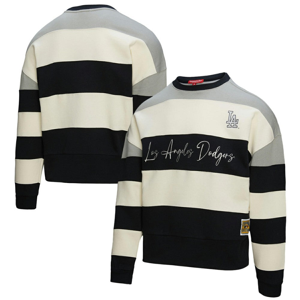 Los Angeles Dodgers Mitchell & Ness Women's Cooperstown Collection Blocked Fleece Pullover Sweatshirt- Gray/Black Pullover - MLB
