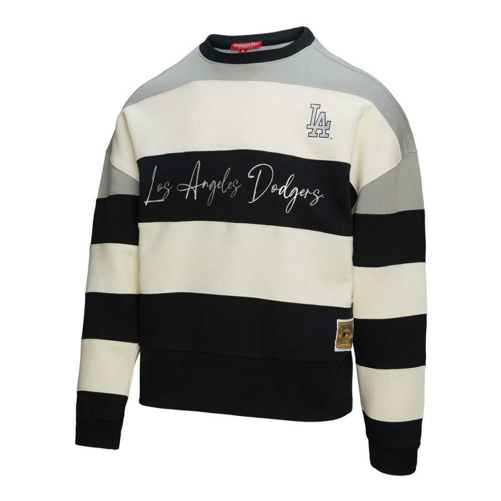 Los Angeles Dodgers Mitchell & Ness Women's Cooperstown Collection Blocked Fleece Pullover Sweatshirt- Gray/Black Pullover - MLB