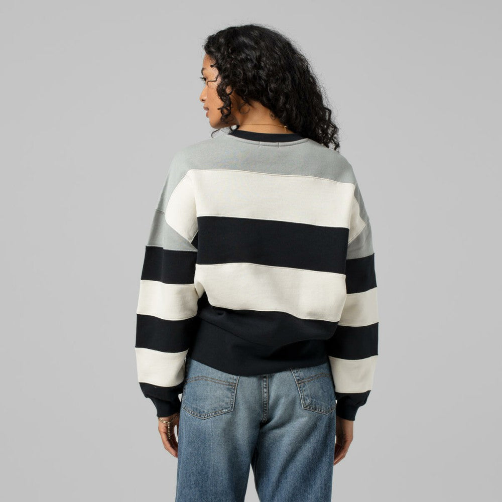 Los Angeles Dodgers Mitchell & Ness Women's Cooperstown Collection Blocked Fleece Pullover Sweatshirt- Gray/Black Pullover - MLB