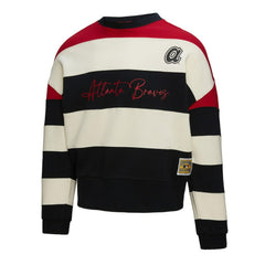 Atlanta Braves Mitchell & Ness Women's Cooperstown Collection Blocked Fleece Pullover Sweatshirt- Red/Black Pullover - MLB