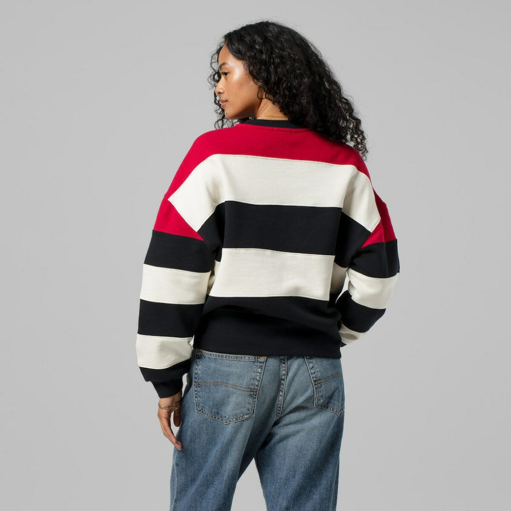Atlanta Braves Mitchell & Ness Women's Cooperstown Collection Blocked Fleece Pullover Sweatshirt- Red/Black Pullover - MLB