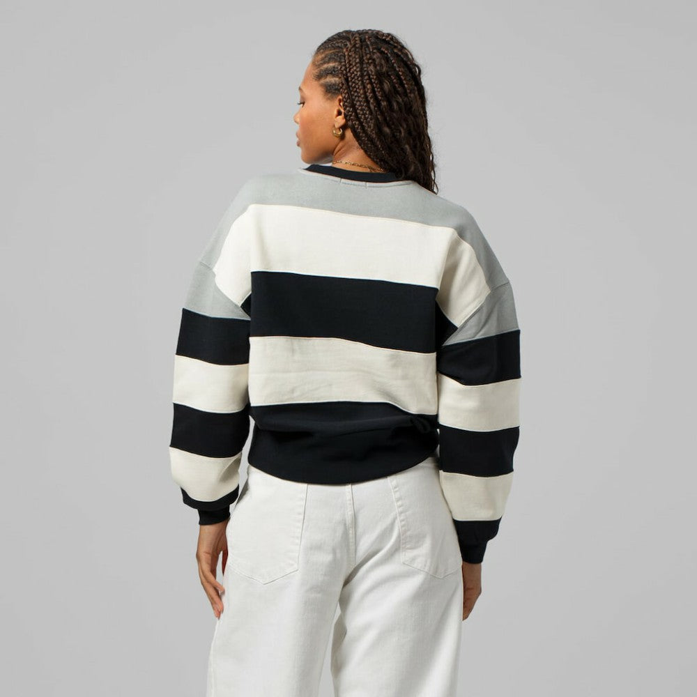 Milwaukee Brewers Mitchell & Ness Women's Cooperstown Collection Blocked Fleece Pullover Sweatshirt- Gray/Black Pullover - MLB