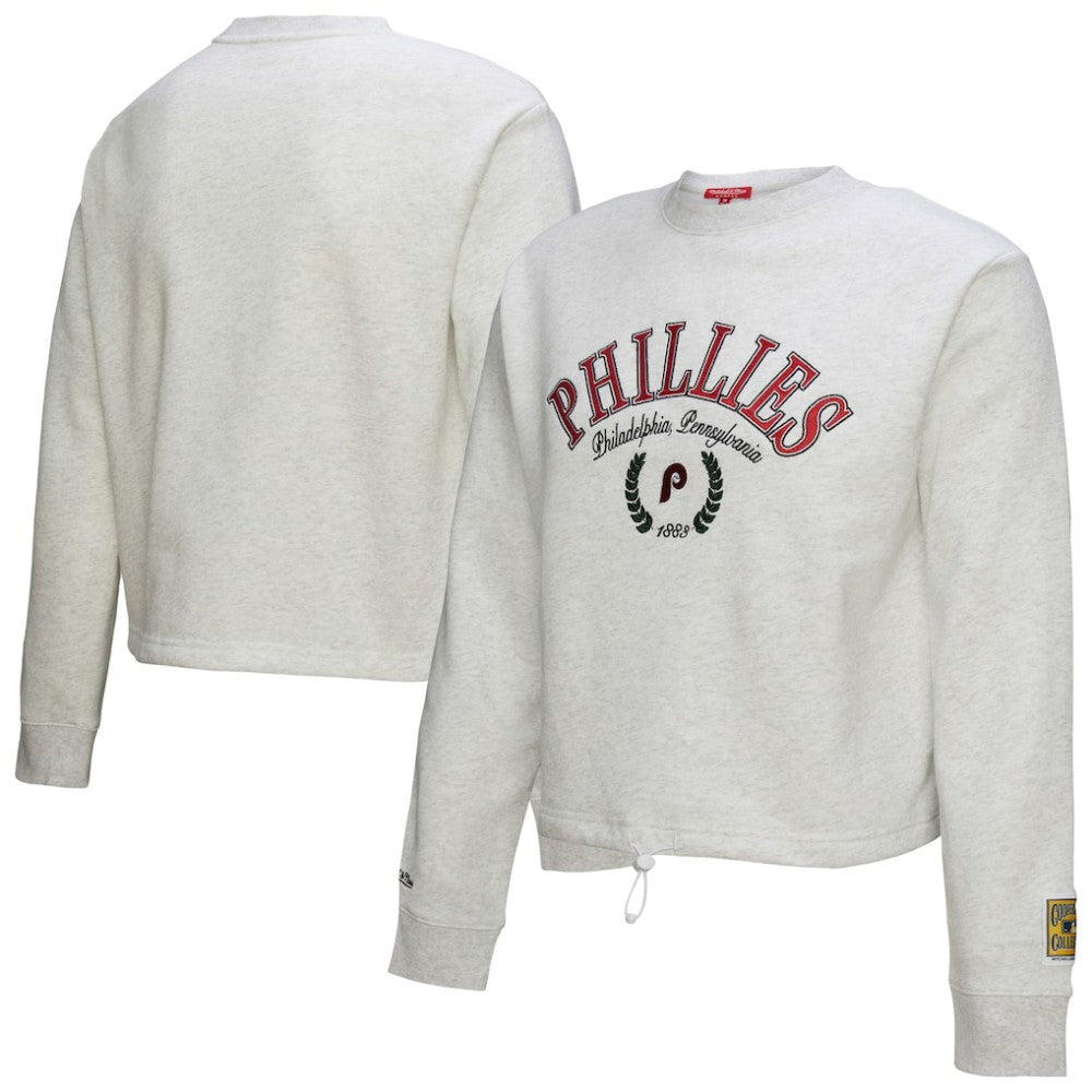 Philadelphia Phillies Mitchell & Ness Women's Cropped Toggle Pullover Sweatshirt - MLB