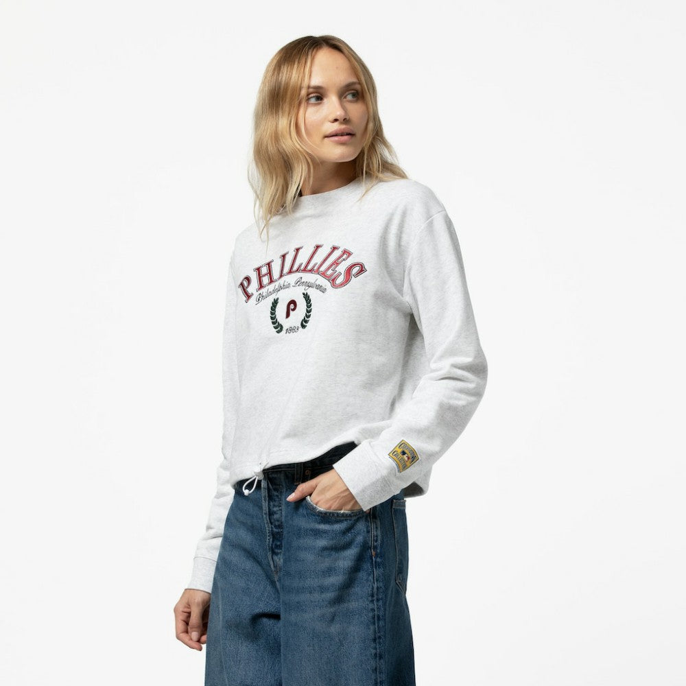 Philadelphia Phillies Mitchell & Ness Women's Cropped Toggle Pullover Sweatshirt - MLB
