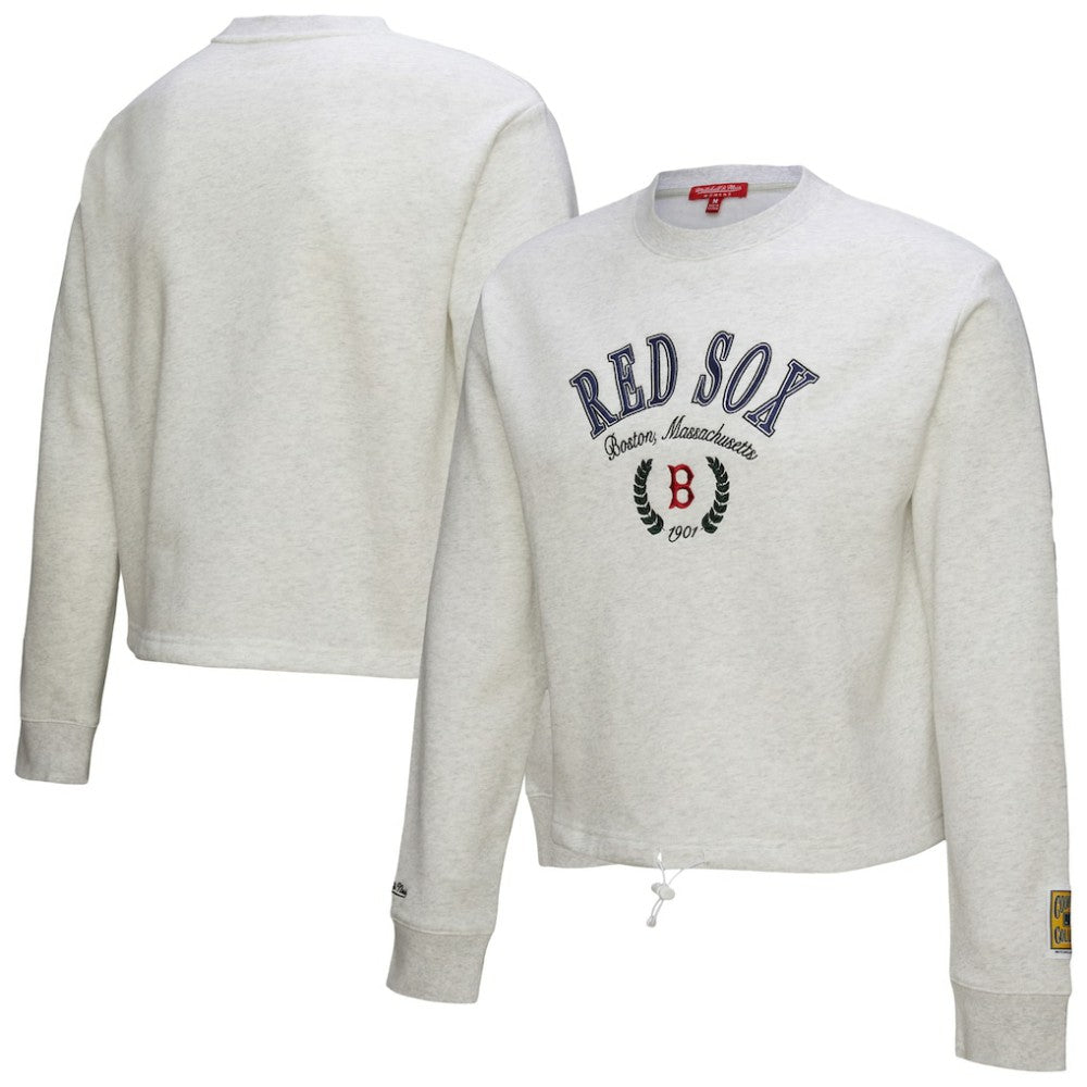 Boston Red Sox Mitchell & Ness Women's Cropped Toggle Pullover Sweatshirt - MLB