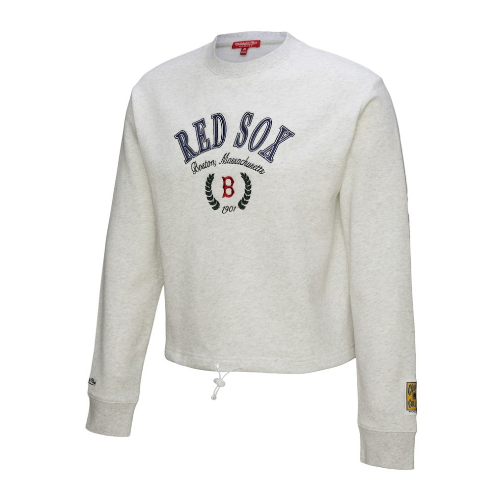 Boston Red Sox Mitchell & Ness Women's Cropped Toggle Pullover Sweatshirt - MLB