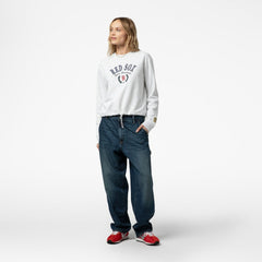 Boston Red Sox Mitchell & Ness Women's Cropped Toggle Pullover Sweatshirt - MLB