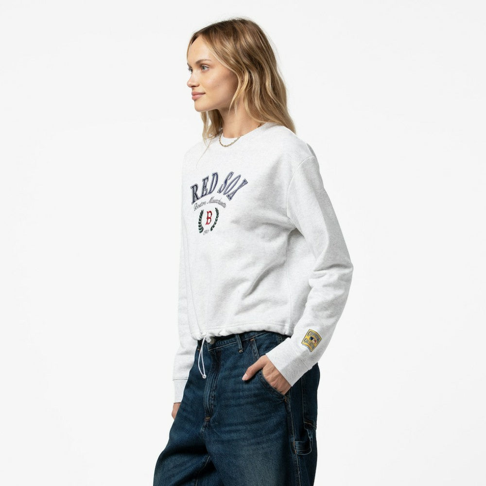 Boston Red Sox Mitchell & Ness Women's Cropped Toggle Pullover Sweatshirt - MLB