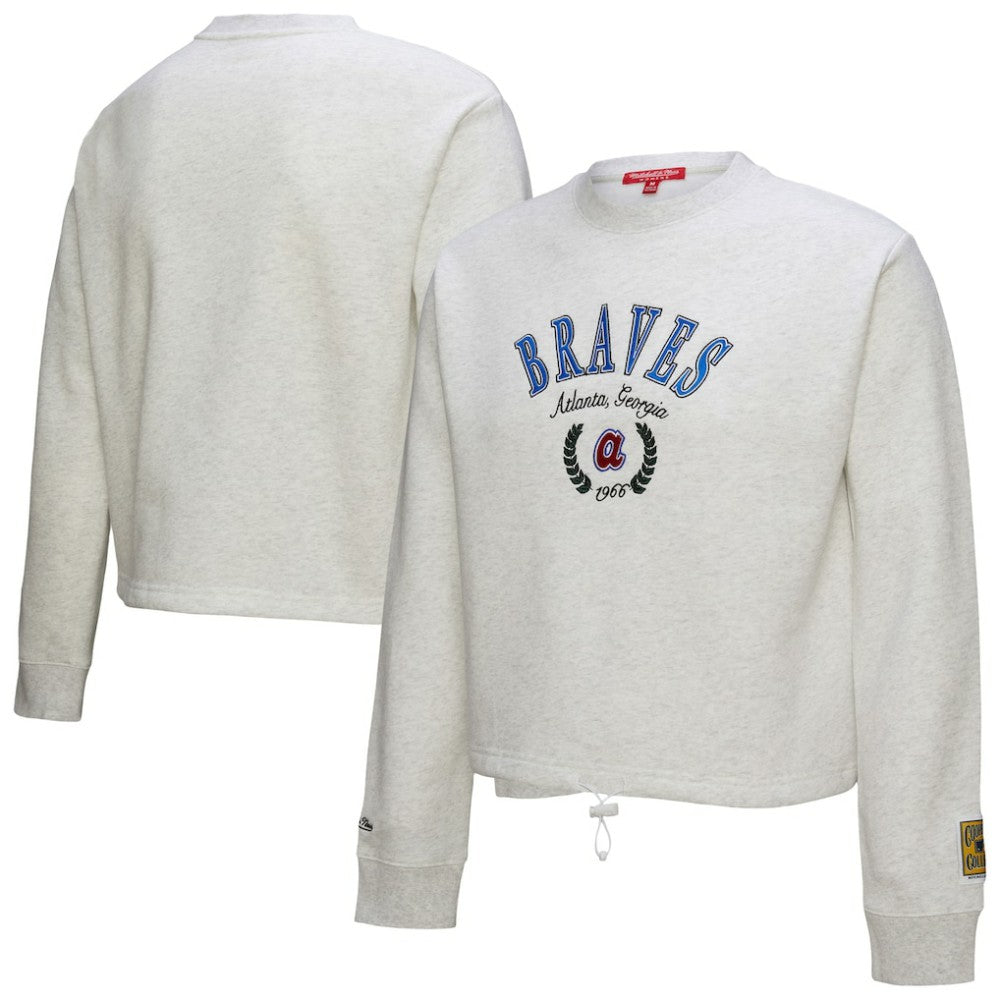 Atlanta Braves Mitchell & Ness Women's Cropped Toggle Pullover Sweatshirt - MLB