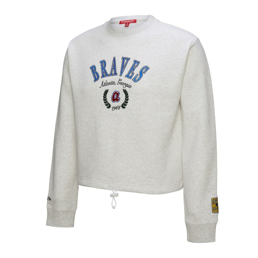 Atlanta Braves Mitchell & Ness Women's Cropped Toggle Pullover Sweatshirt - MLB