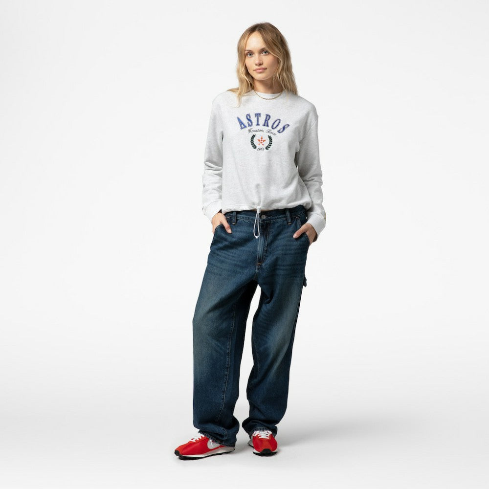 Houston Astros Mitchell & Ness Women's Cropped Toggle Pullover Sweatshirt - MLB