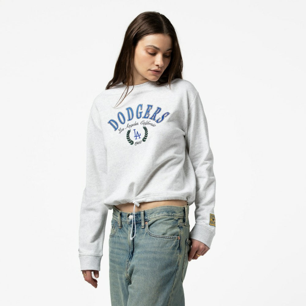 Los Angeles Dodgers Mitchell & Ness Women's Cropped Toggle Pullover Sweatshirt - MLB