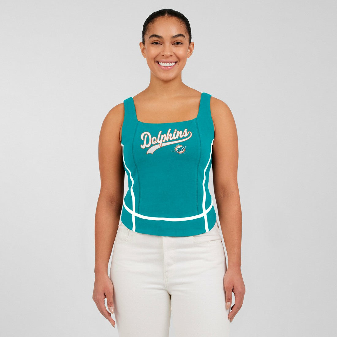 Miami Dolphins WEAR by Erin Andrews Women's Square Neck Tank Top Aqua | NFL