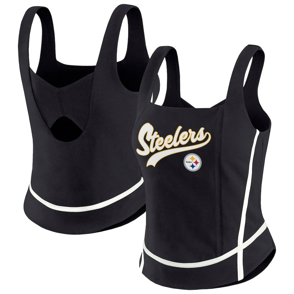 Pittsburgh Steelers WEAR by Erin Andrews Women's Square Neck Tank Top Black | NFL