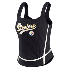 Pittsburgh Steelers WEAR by Erin Andrews Women's Square Neck Tank Top Black | NFL