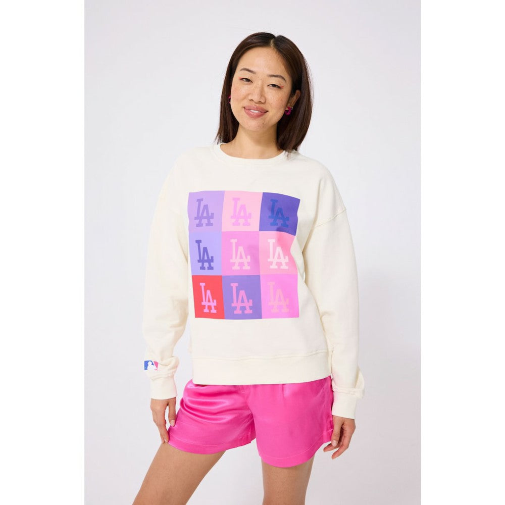 Los Angeles Dodgers Terez Women's Technicolor  Oversized Pullover Sweatshirt - MLB