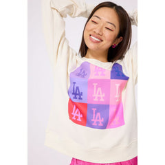 Los Angeles Dodgers Terez Women's Technicolor  Oversized Pullover Sweatshirt - MLB