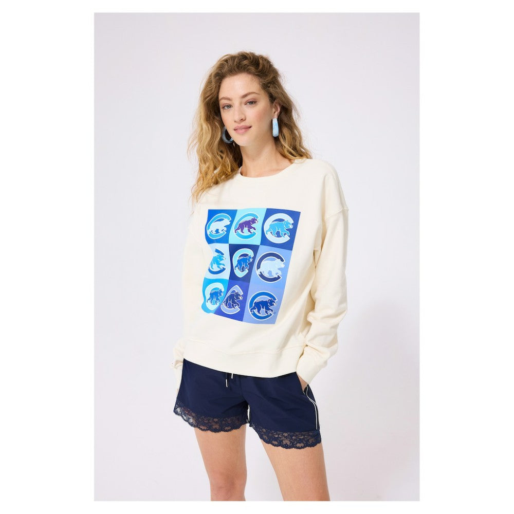 Chicago Cubs Terez Women's Technicolor  Oversized Pullover Sweatshirt - MLB