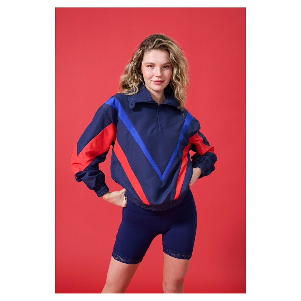 Philadelphia Phillies Terez Women's Ripstop Chevron Quarter-Zip Pullover - MLB