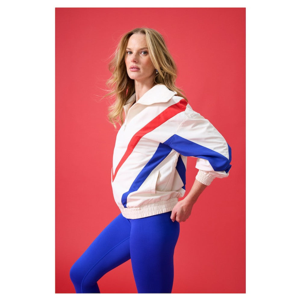Chicago Cubs Terez Women's Ripstop Chevron Quarter-Zip Pullover - MLB