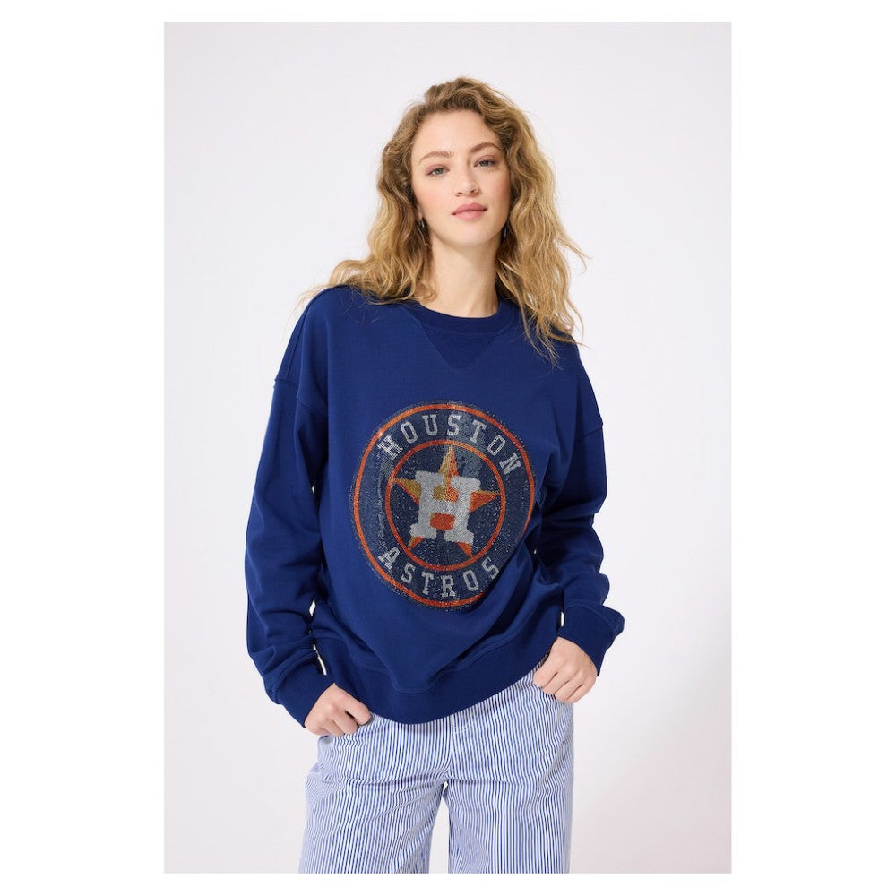 Houston Astros Terez Women's Oversized Gemstone Logo Sweatshirt - MLB