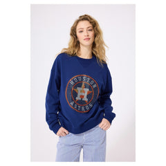 Houston Astros Terez Women's Oversized Gemstone Logo Sweatshirt - MLB
