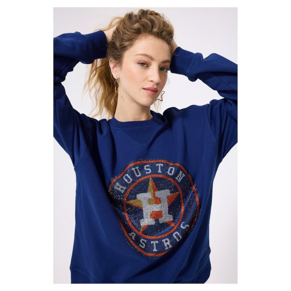 Houston Astros Terez Women's Oversized Gemstone Logo Sweatshirt - MLB