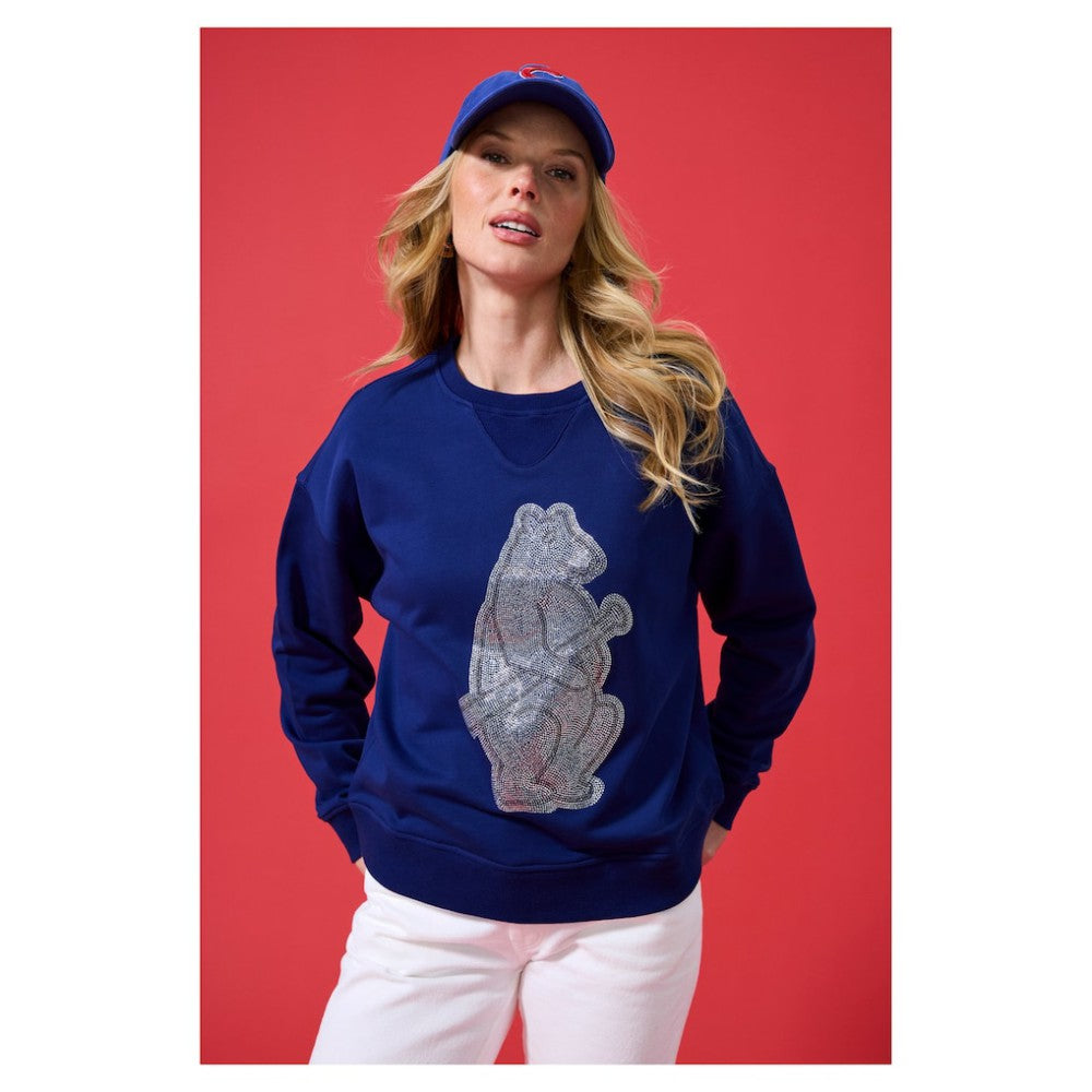Chicago Cubs Terez Women's Oversized Gemstone Logo Sweatshirt - MLB