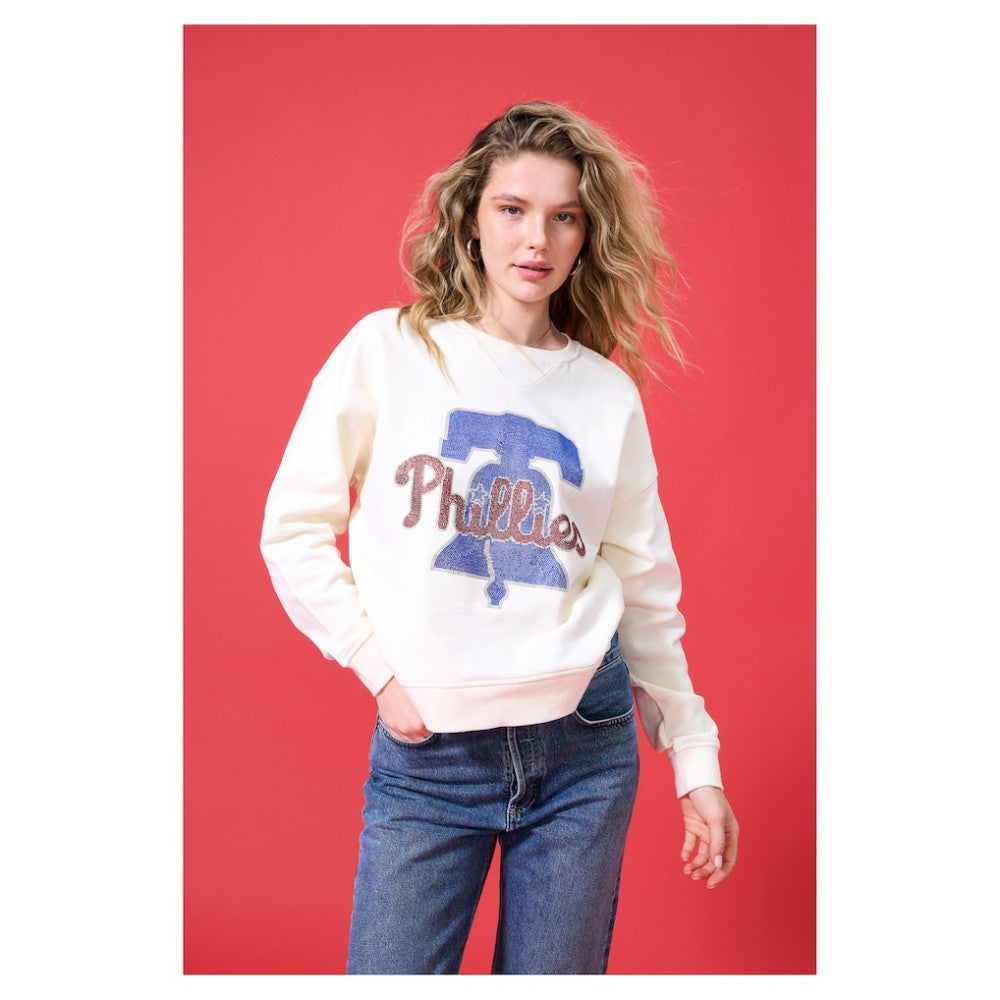 Philadelphia Phillies Terez Women's Oversized Gemstone Logo Sweatshirt - MLB