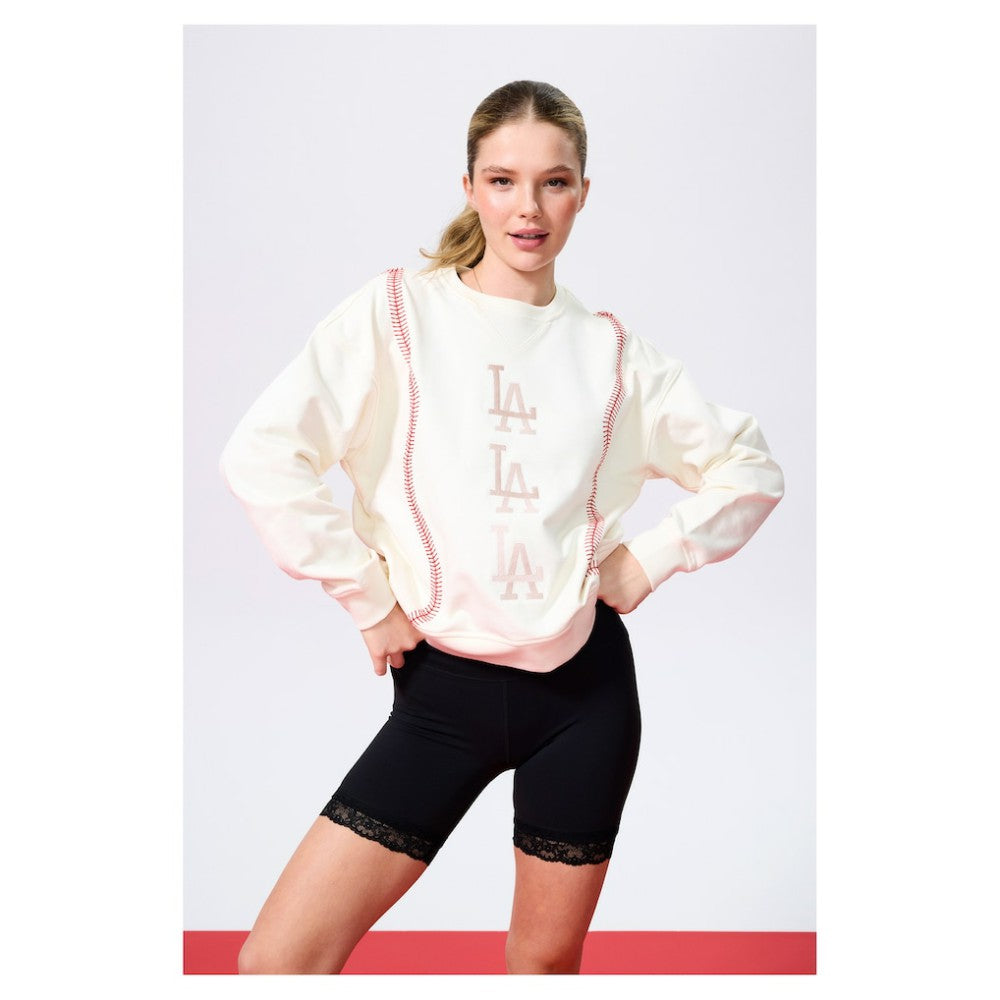 Los Angeles Dodgers Terez Women's Baseball Stitch Pullover Sweatshirt - MLB