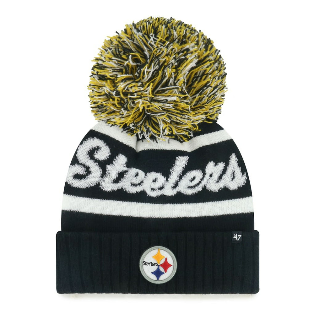 Pittsburgh Steelers '47 Women's Spirited Cuffed Knit Hat with Pom Black | 47 brand