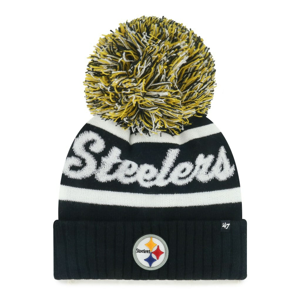 Pittsburgh Steelers '47 Women's Spirited Cuffed Knit Hat with Pom Black | 47 brand