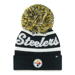 Pittsburgh Steelers '47 Women's Spirited Cuffed Knit Hat with Pom Black | 47 brand