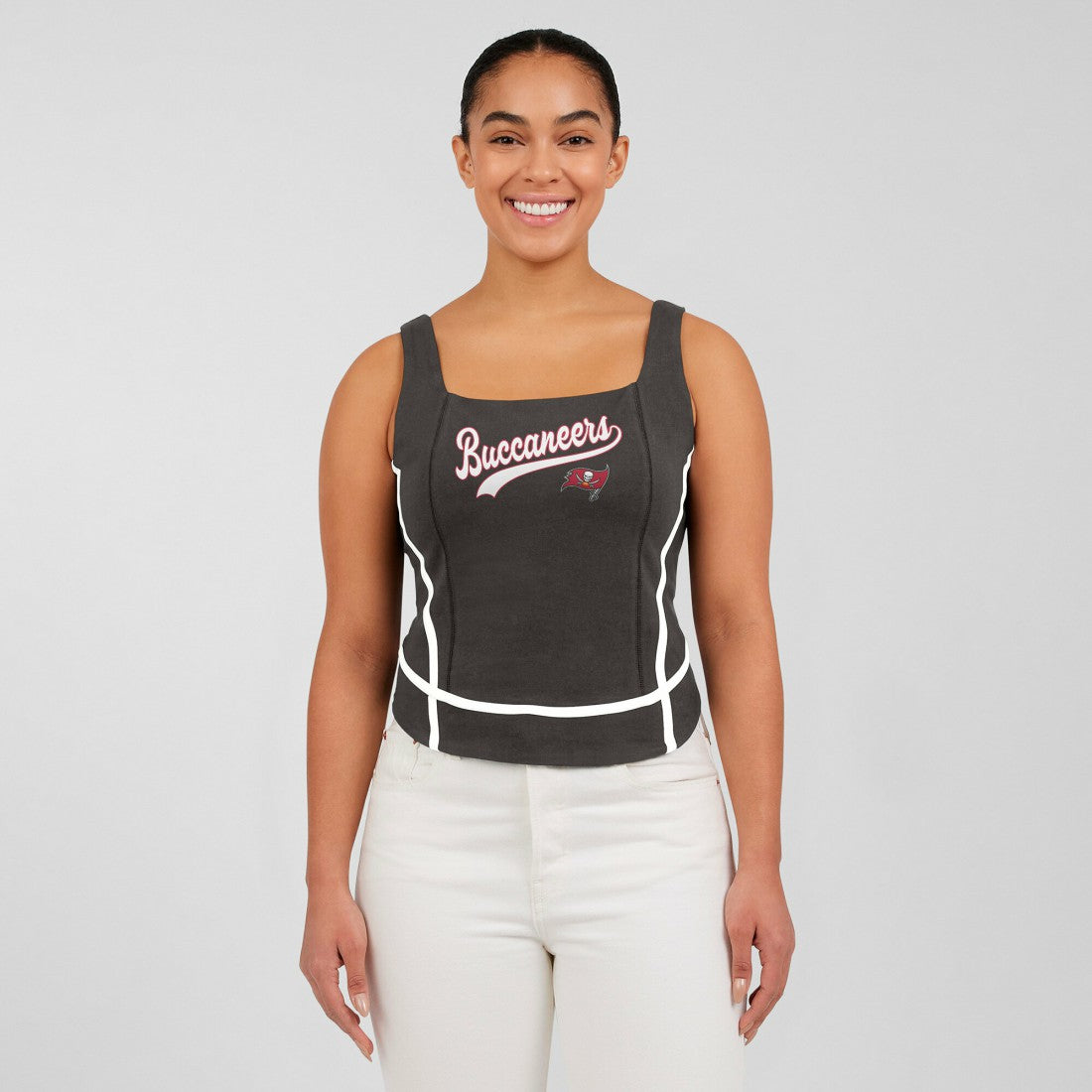 Tampa Bay Buccaneers WEAR by Erin Andrews Women's Square Neck Tank Top Pewter | NFL