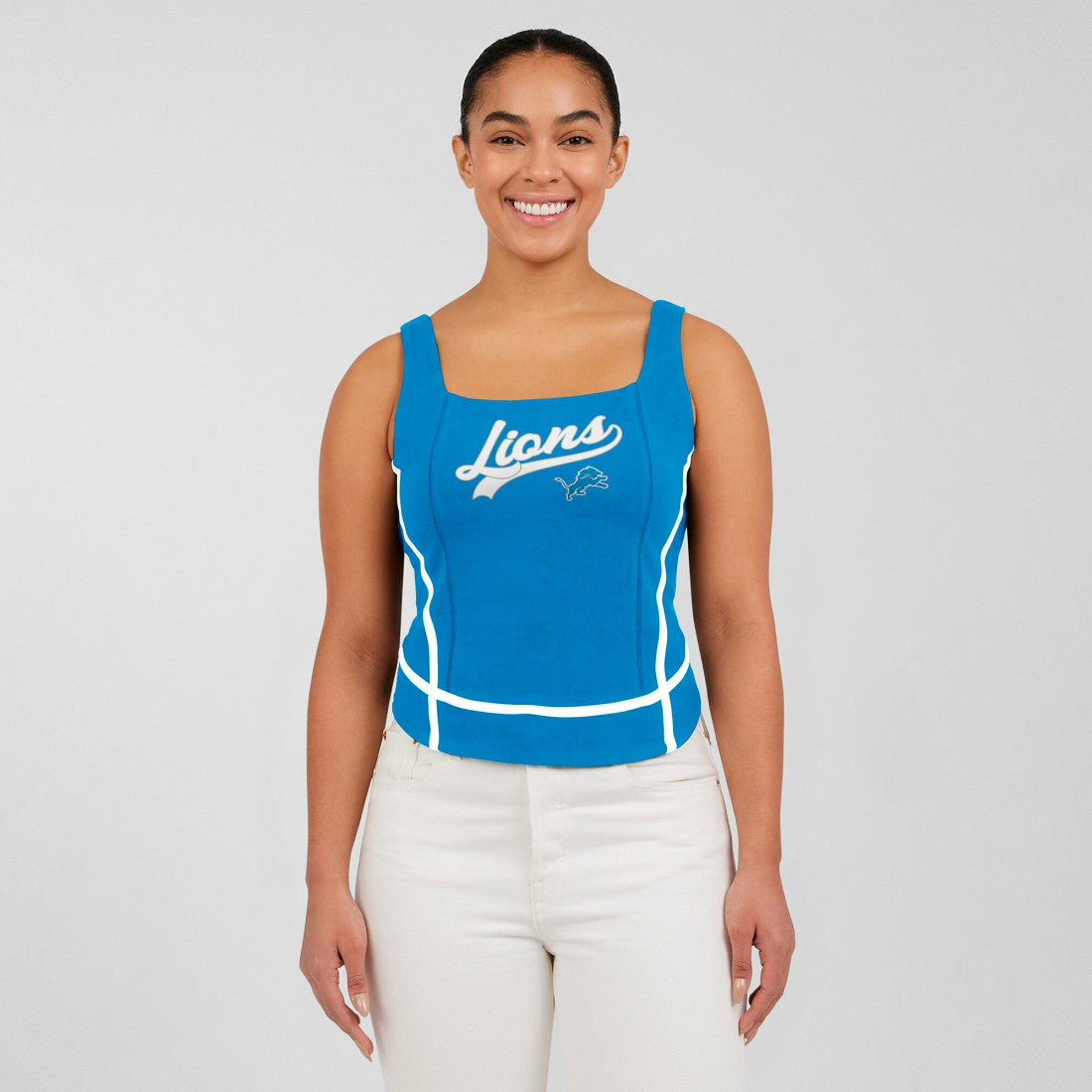 Detroit Lions WEAR by Erin Andrews Women's Square Neck Tank Top Blue | NFL