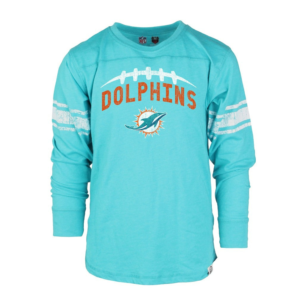 Miami Dolphins Wes & Willy Youth Football Long Sleeve T-Shirt Aqua | NFL