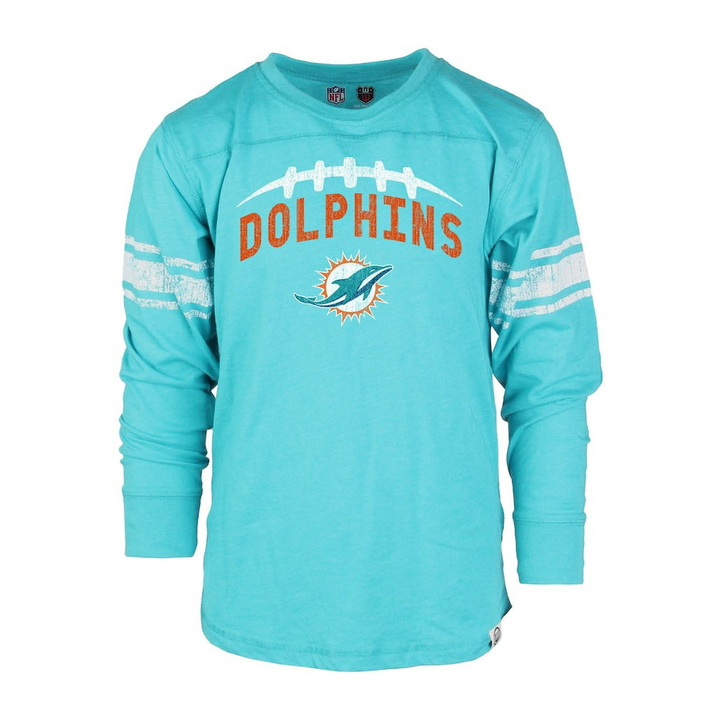 Miami Dolphins Wes & Willy Youth Football Long Sleeve T-Shirt Aqua | NFL
