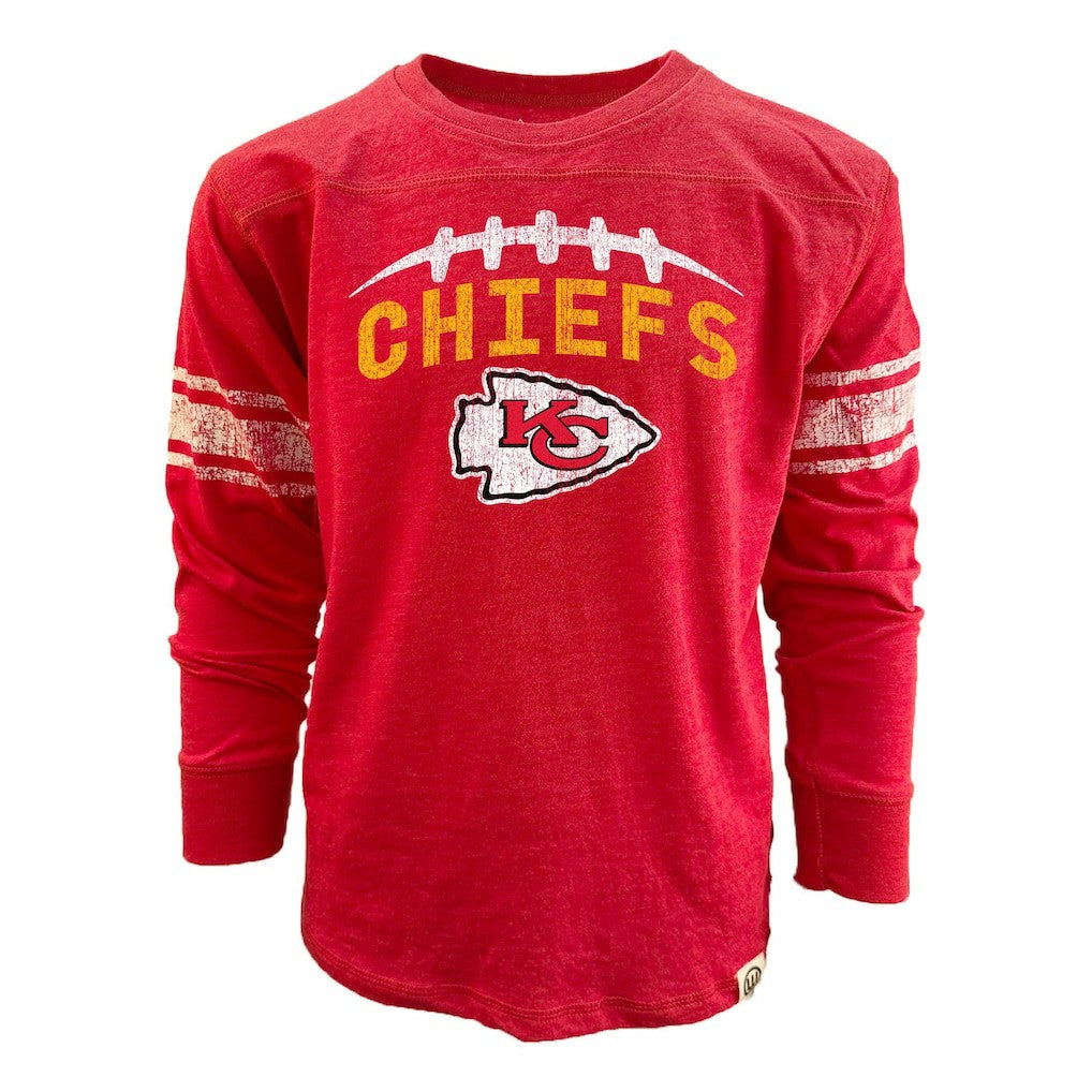 Kansas City Chiefs Wes & Willy Youth Football Long Sleeve T-Shirt Red | NFL