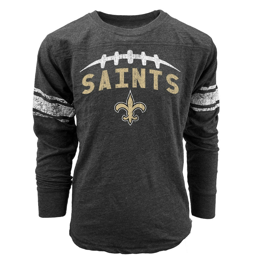 New Orleans Saints Wes & Willy Youth Football Long Sleeve T-Shirt Black | NFL