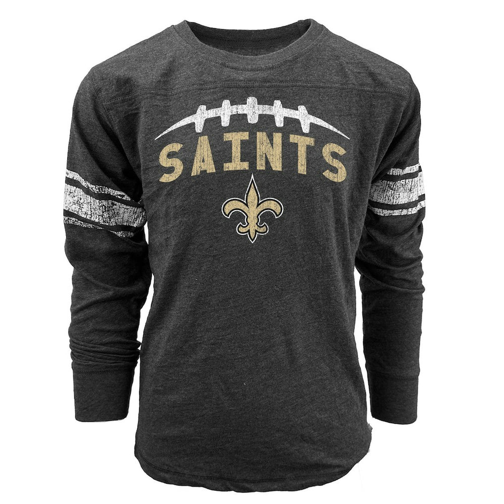 New Orleans Saints Wes & Willy Youth Football Long Sleeve T-Shirt Black | NFL