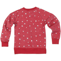 Kansas City Chiefs Wes & Willy Girls Youth Shimmer Star Reverse Fleece Pullover Sweatshirt Red | NFL