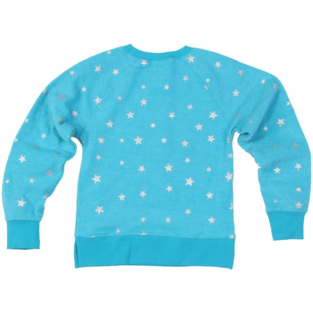 Miami Dolphins Wes & Willy Girls Youth Shimmer Star Reverse Fleece Pullover Sweatshirt Aqua | NFL