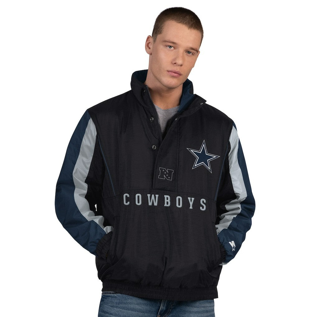 Dallas Cowboys Starter Thursday Night Gridiron Vintage Logo Half-Zip Jacket Black | NFL