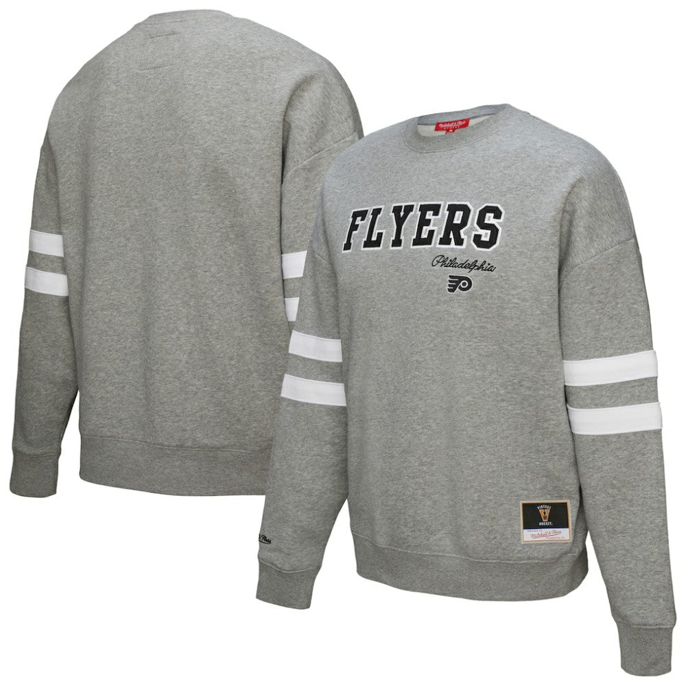 Philadelphia Flyers Mitchell & Ness Women's Logo Lightweight Pullover Sweatshirt - Heather Gray - NHL