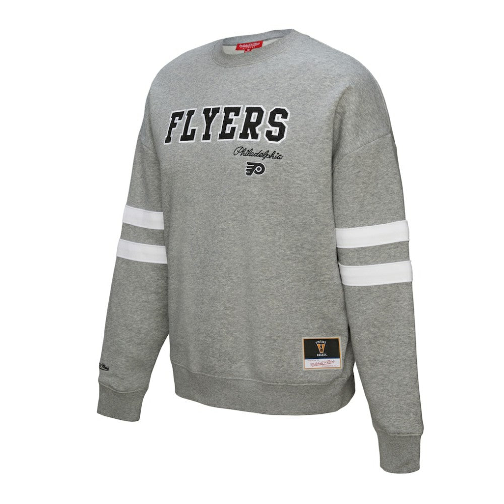 Philadelphia Flyers Mitchell & Ness Women's Logo Lightweight Pullover Sweatshirt - Heather Gray - NHL