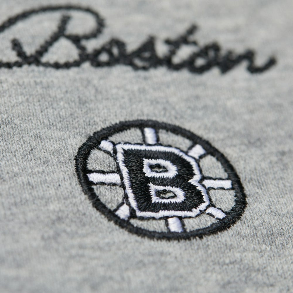 Boston Bruins Mitchell & Ness Women's Logo Lightweight Pullover Sweatshirt - Heather Gray - NHL