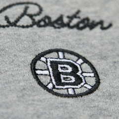 Boston Bruins Mitchell & Ness Women's Logo Lightweight Pullover Sweatshirt - Heather Gray - NHL