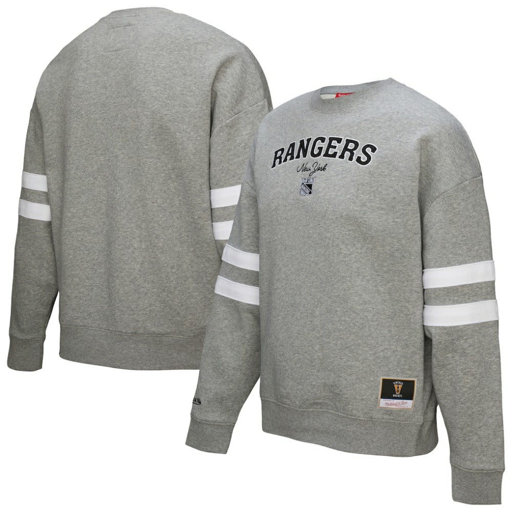 New York Rangers Mitchell & Ness Women's Logo Lightweight Pullover Sweatshirt - Heather Gray - NHL