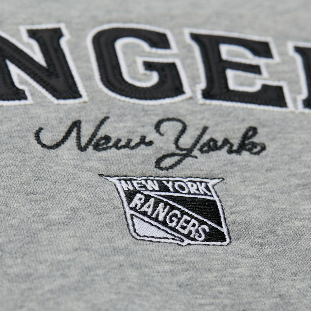 New York Rangers Mitchell & Ness Women's Logo Lightweight Pullover Sweatshirt - Heather Gray - NHL